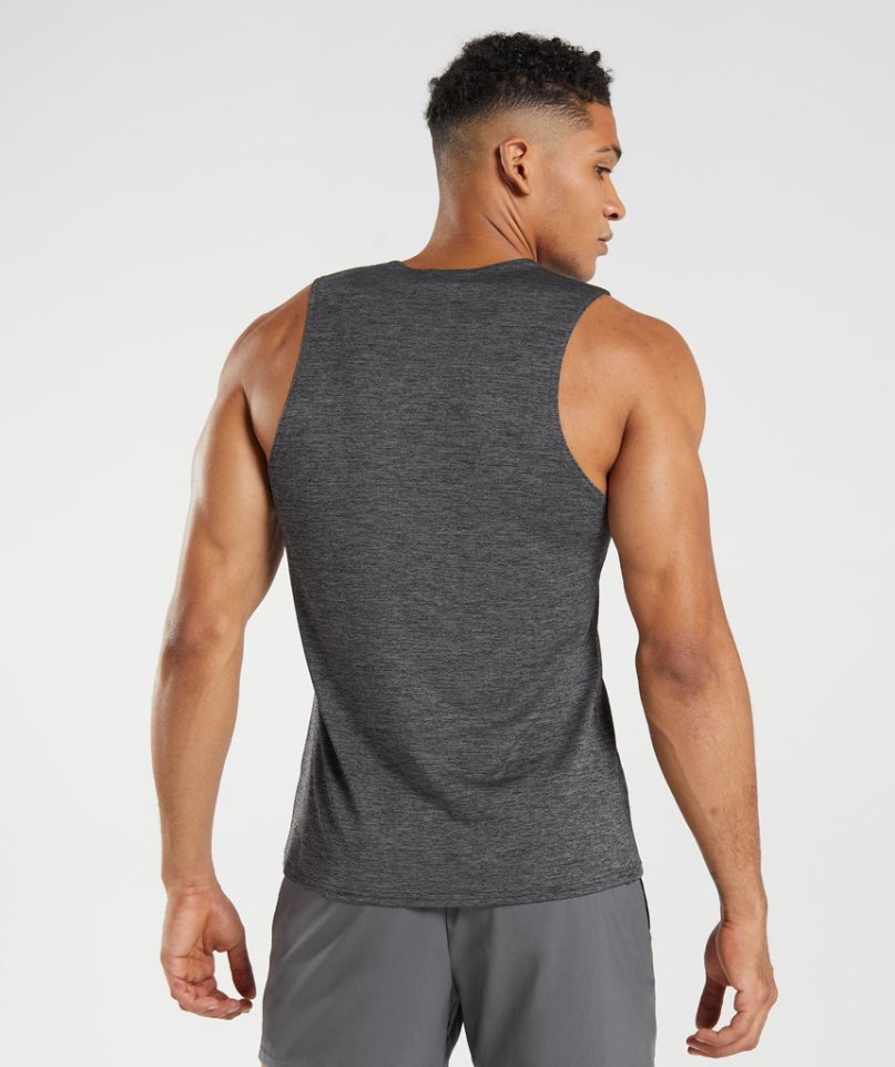 Men's Gymshark Arrival Slim Marl Tanks Black | CA 6DA731